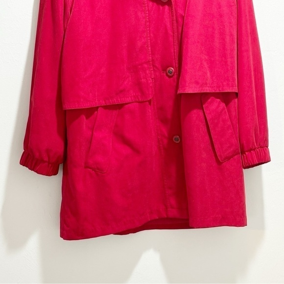 Vintage GALLERY Women’s Red Overcoat Zip Out Lining Lace Up Detail On Back Sz L - Picture 4 of 10